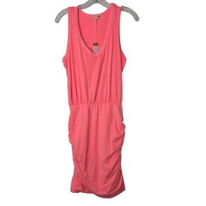 Sundry Pigment Neon Heat Slub Spandex Knee Length U Neck Ruched Dress Size 4‎
